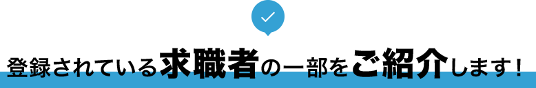 登録されている求職者の一部をご紹介します！